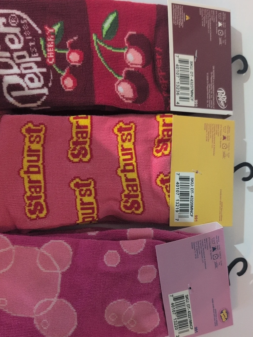 Mens NWT Nostalgia Socks- Dr Pepper/Hubba Bubba/Starbrst Crew Socks